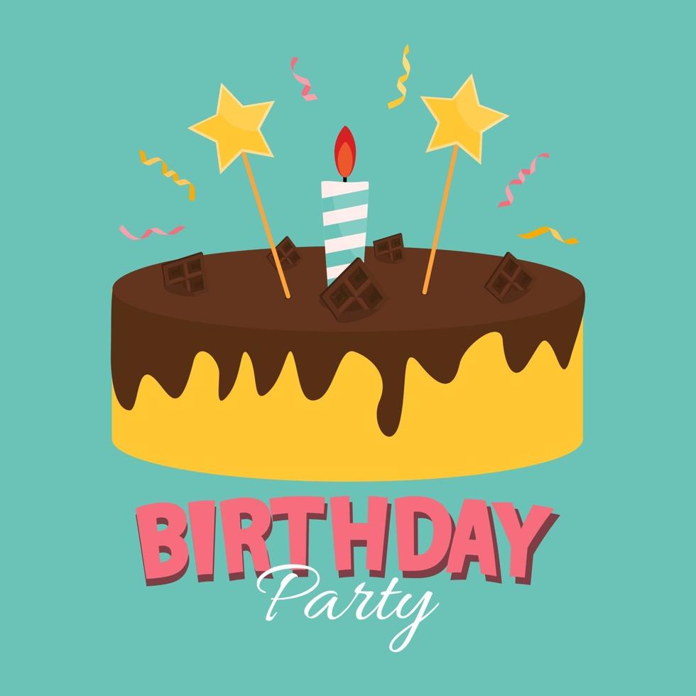 Cute Happy Birthday Background with Cake Icon and Candles vector