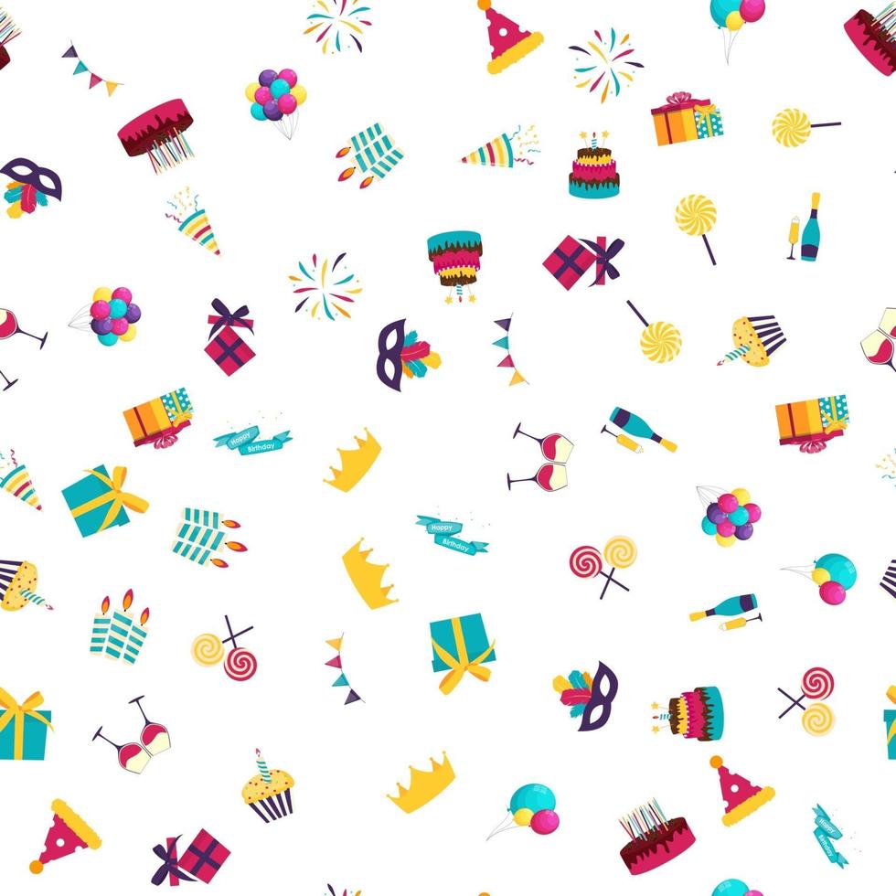 Cute Birthday Seamless Pattern Background with Cake vector