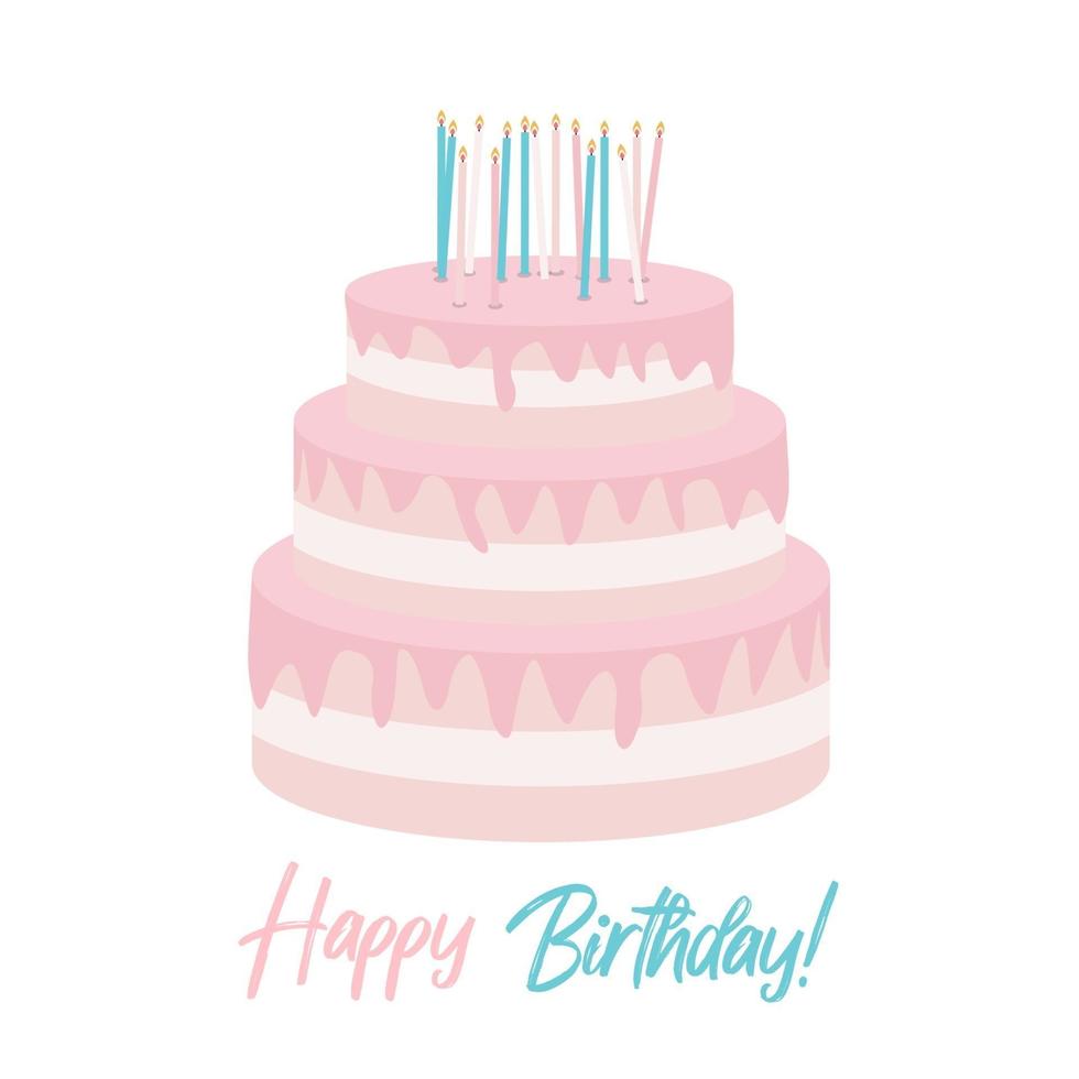 Cute Happy Birthday Background Cake Icon with Candles vector