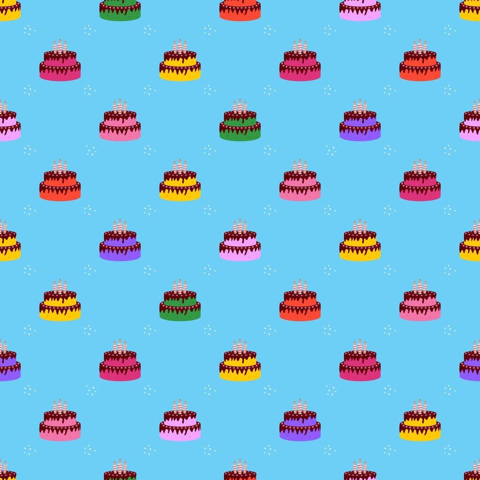 Birthday Seamless Pattern Background with Cake vector