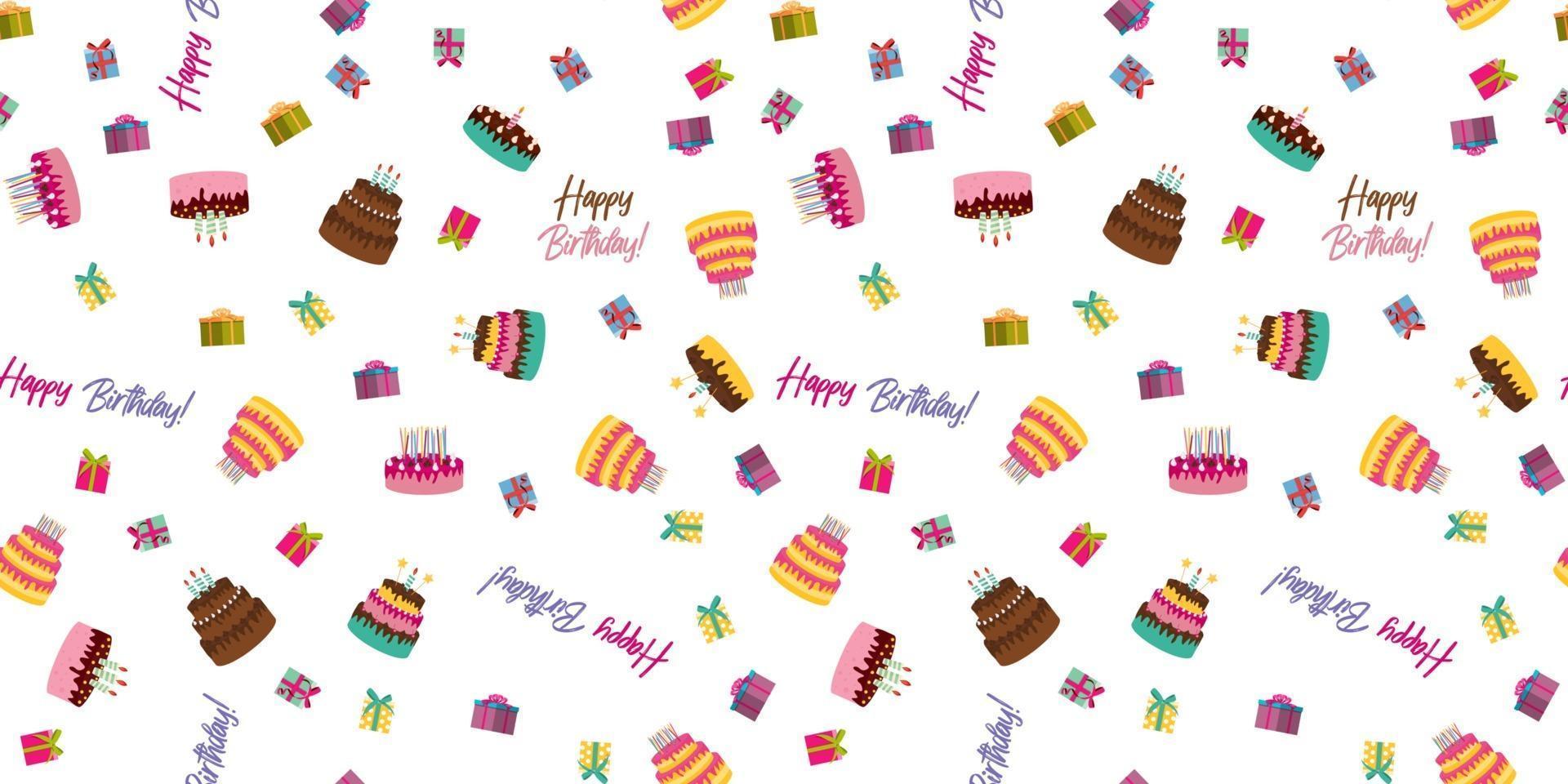 Cute Birthday Seamless Pattern Background with Cake vector