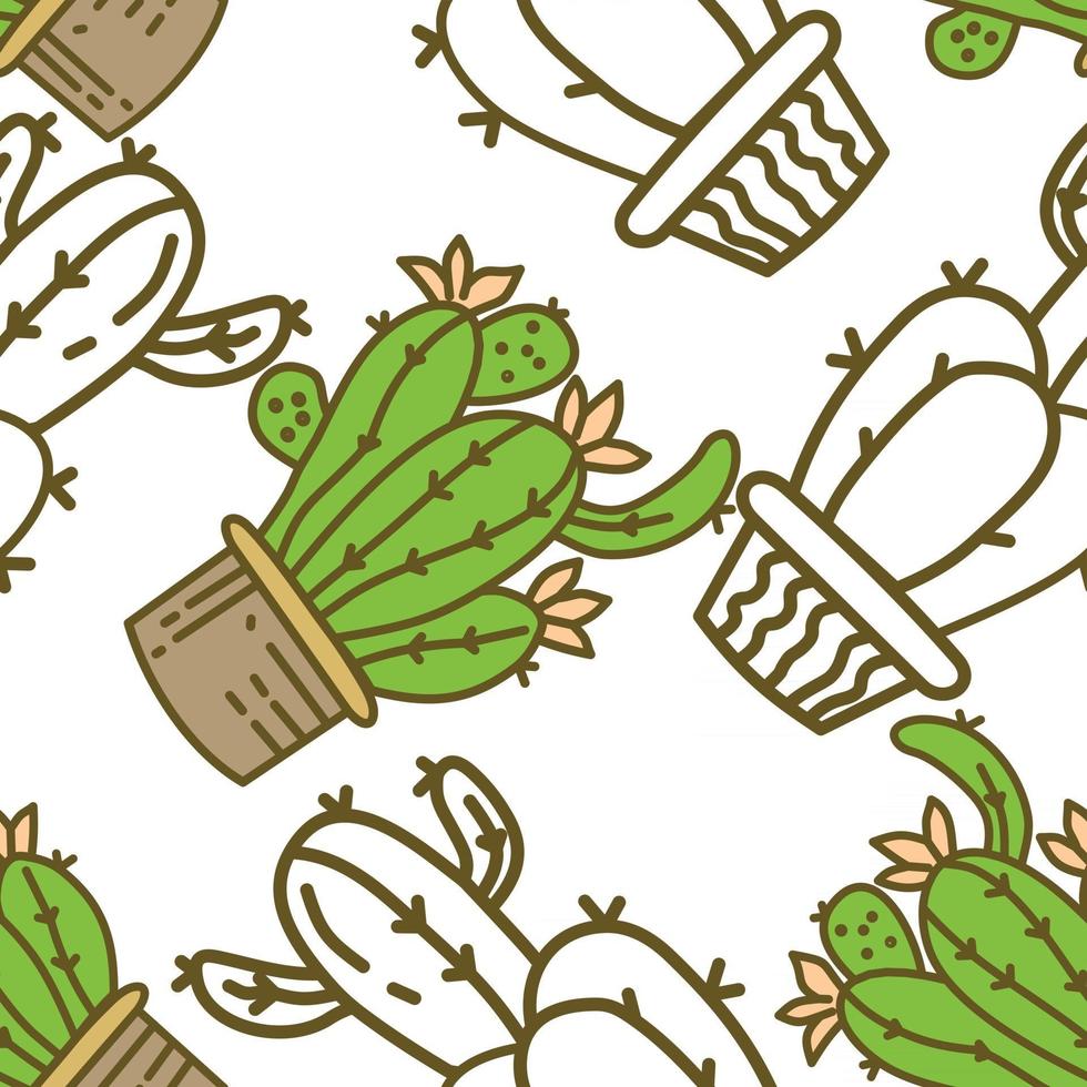 Cactus Pattern Seamless Vector Template