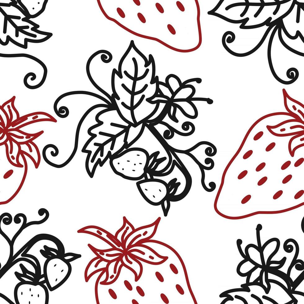 Strawberry Fruit Pattern Seamless Vector Template