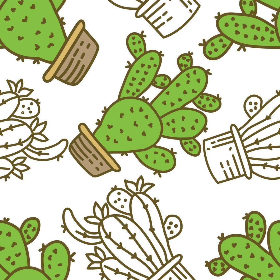 Cactus Pattern Seamless Vector Template