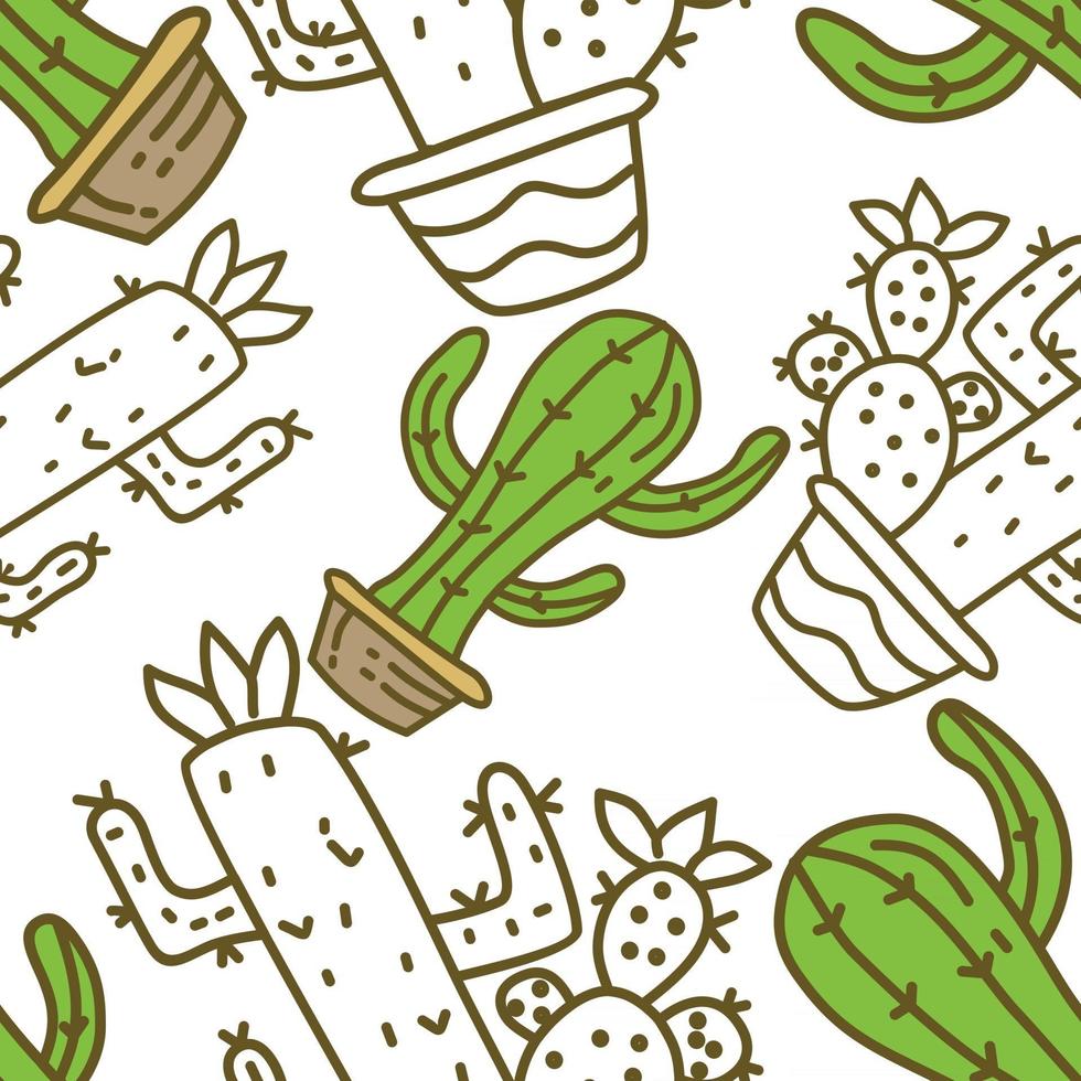 Cactus Pattern Seamless Vector Template