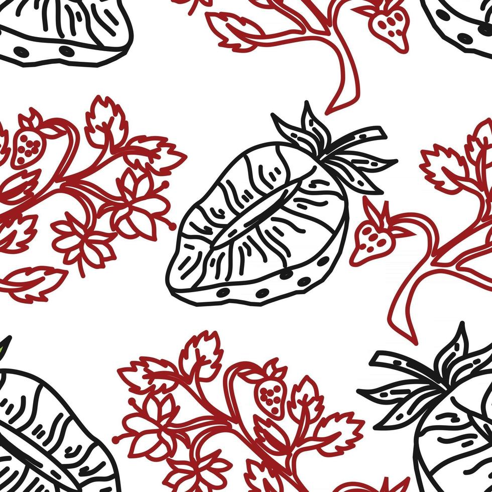 Strawberry Fruit Pattern Seamless Vector Template