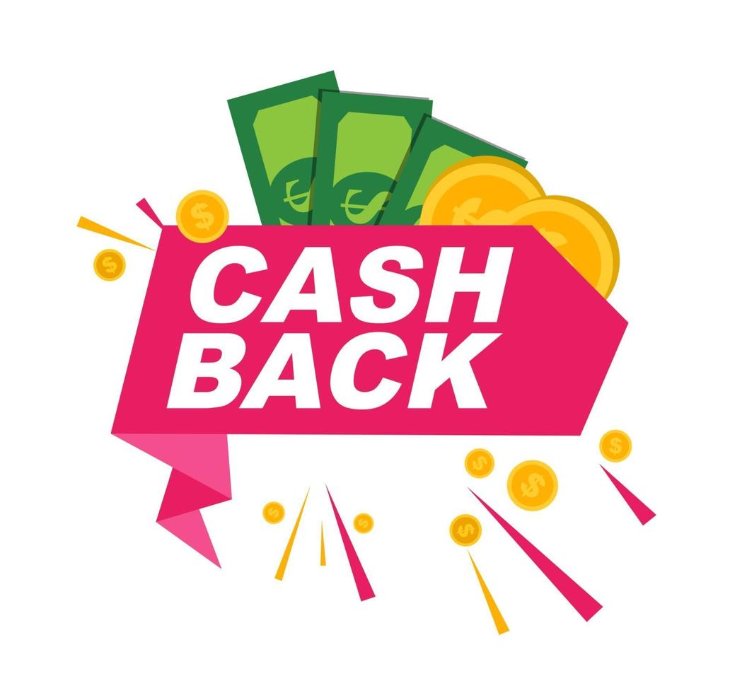 Money cashback poster with gold dollar coins vector