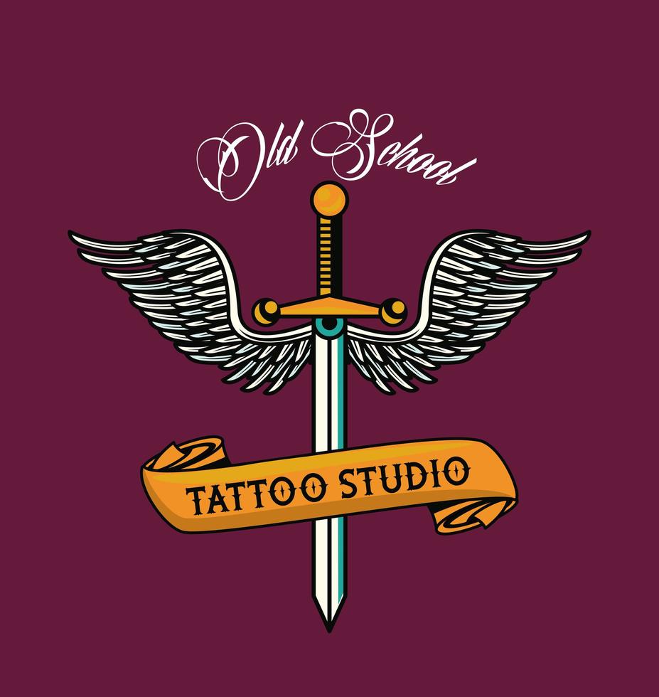 dagger with wings tattoo studio graphic vector