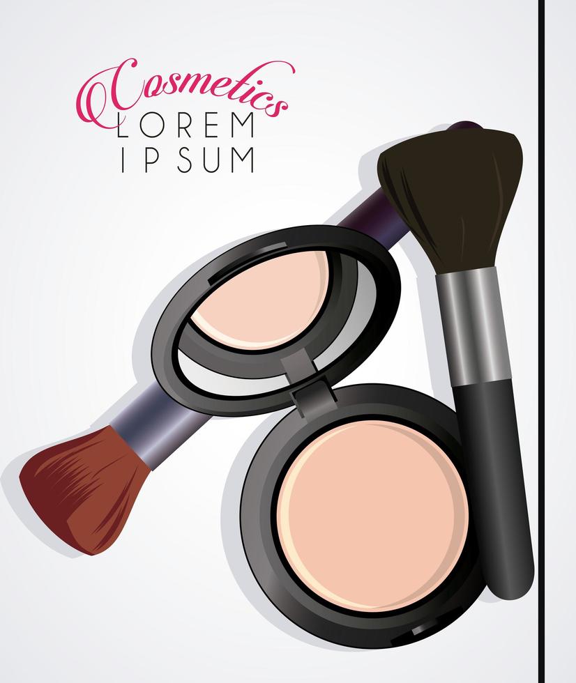 makeup cosmetics and lettering in white background vector