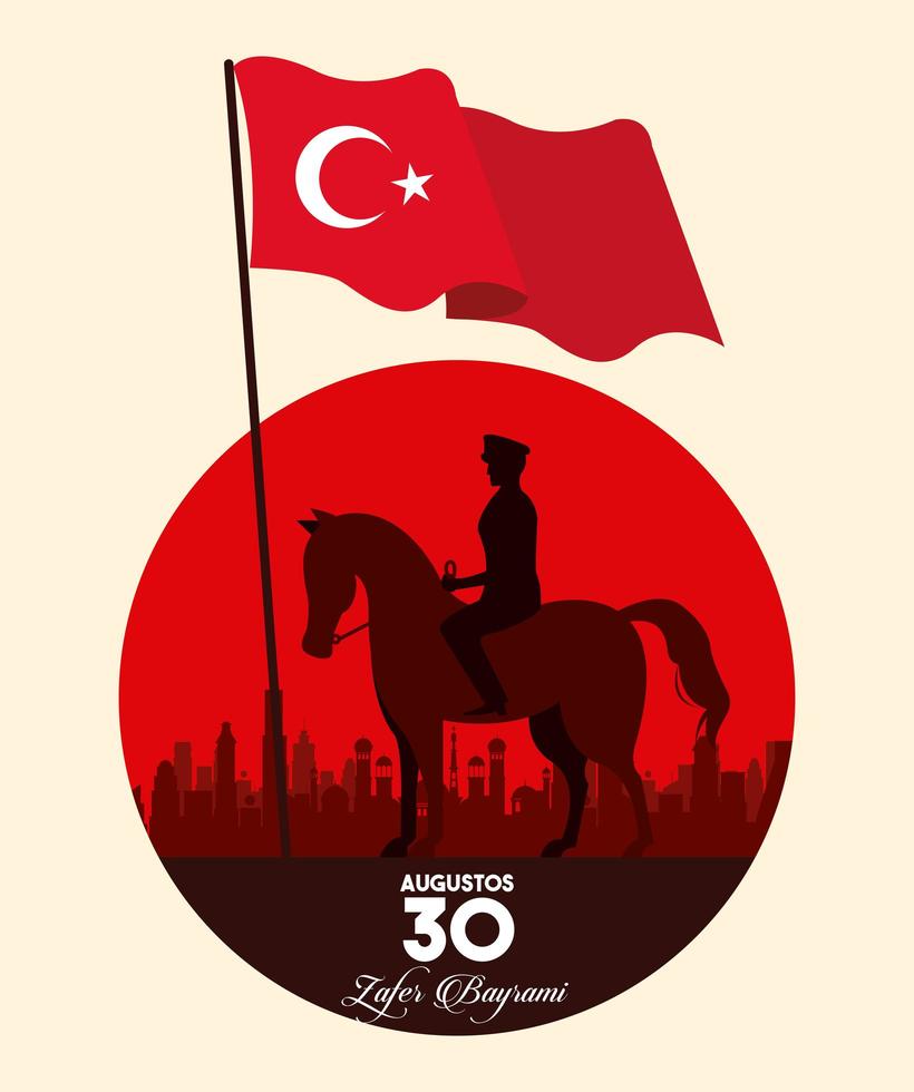 zafer bayrami celebration with horse and soldier vector