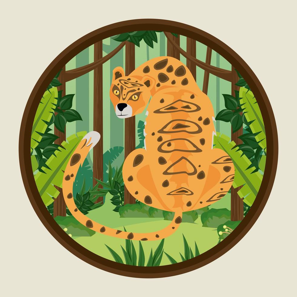 wild leopard in the jungle scene vector