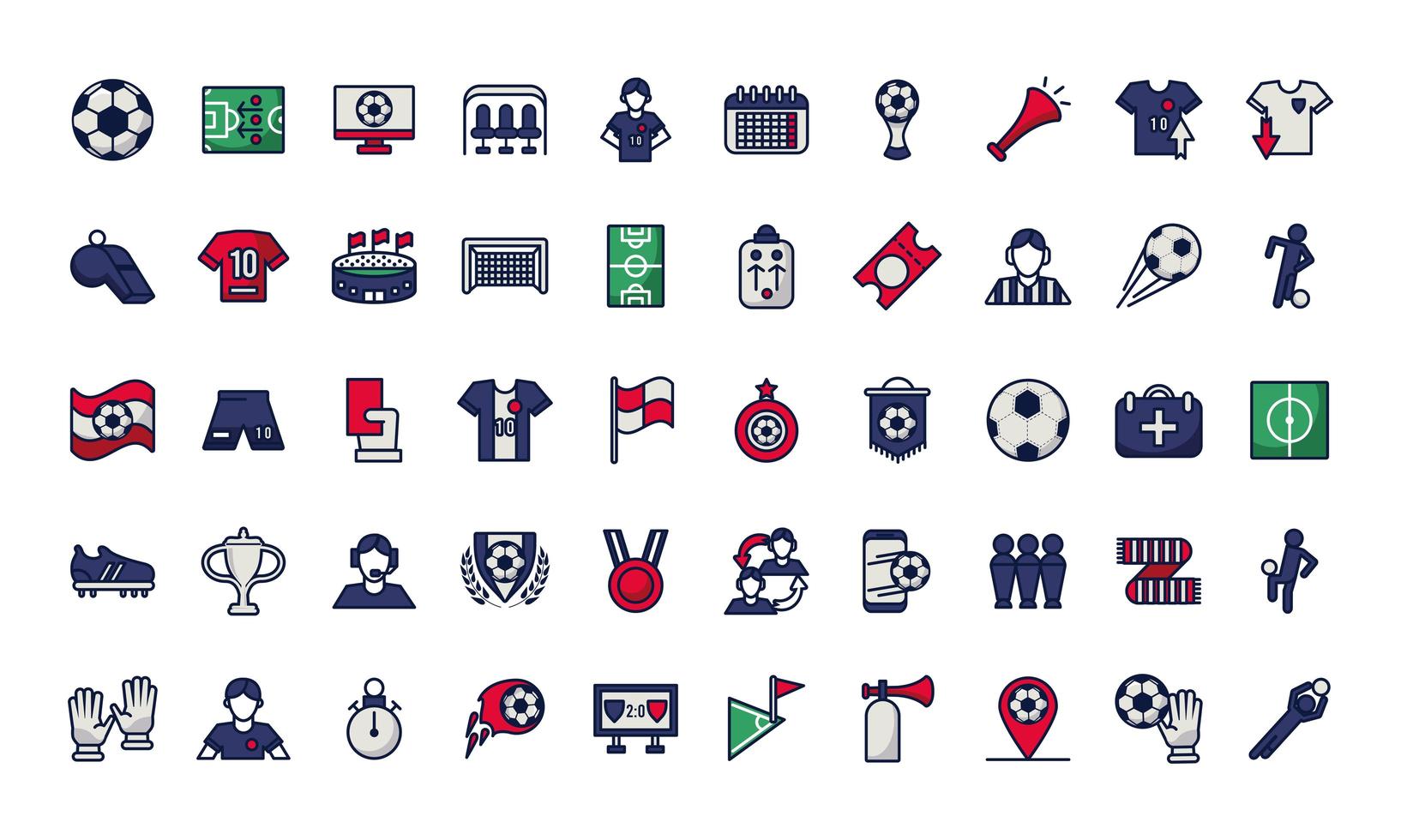 fifty soccer football sport set icons vector