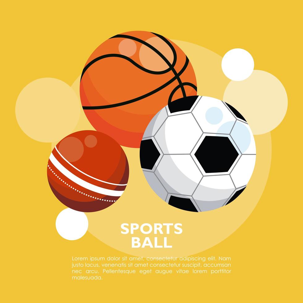 set of sports balls equipment icons vector