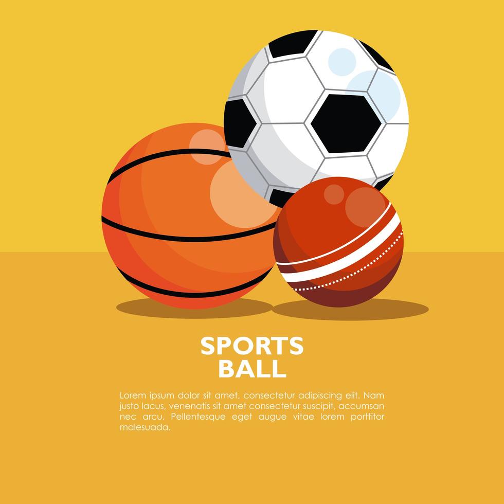 set of sports balls equipment icons vector