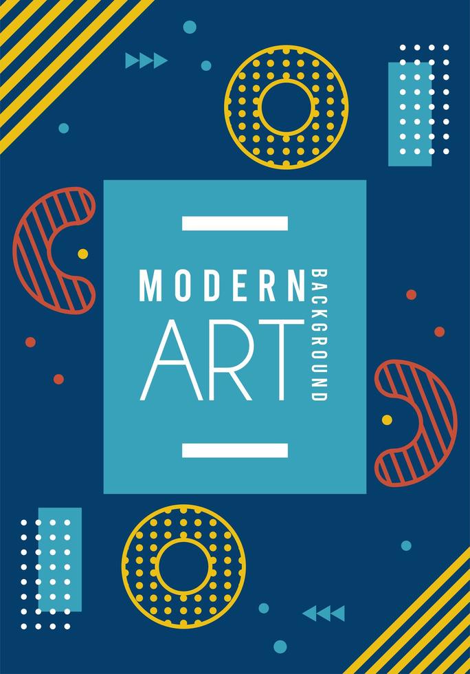 modern art lettering in blue memphis background vector