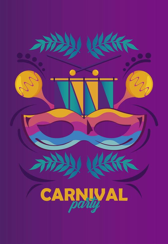 Celebración de la fiesta de carnaval de Mardi Gras con máscaras y plumas vector