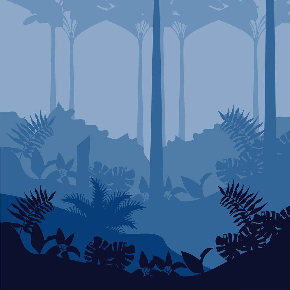 jungle wild nature blue landscape vector