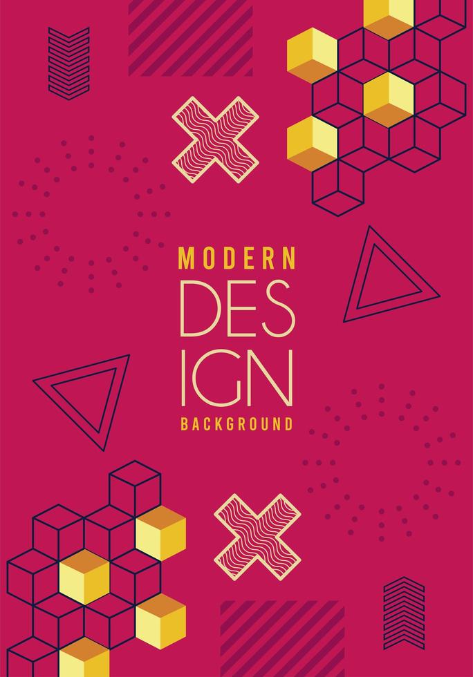 geometric design lettering in fucshia memphis background vector