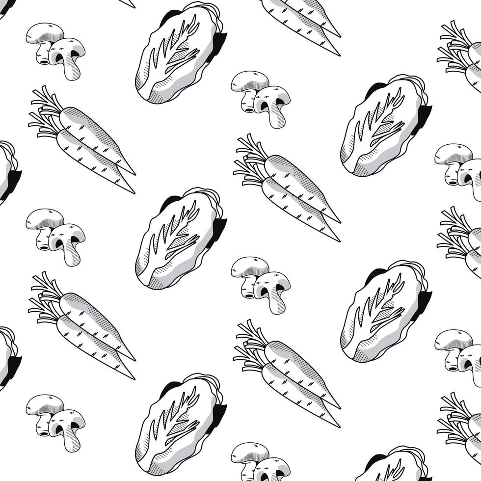 set vegetables pattern background icons vector