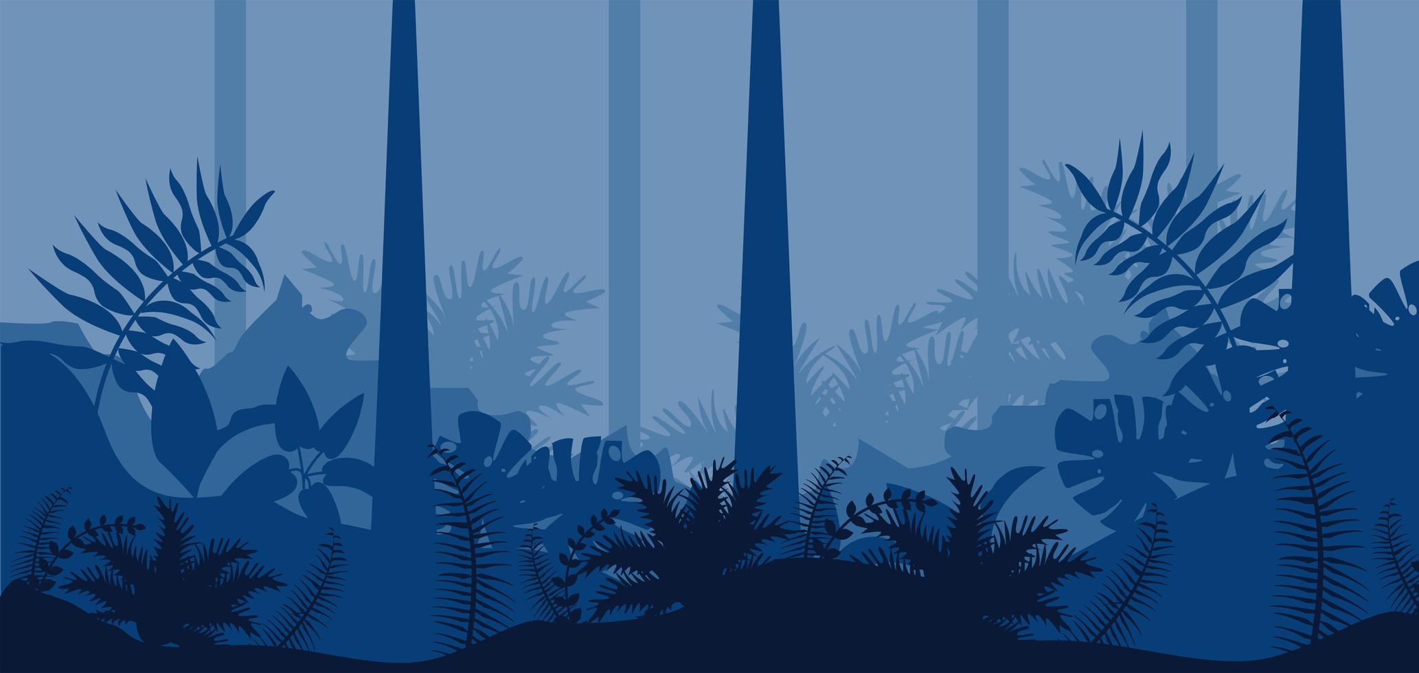 naturaleza de la jungla paisaje azul escena vector