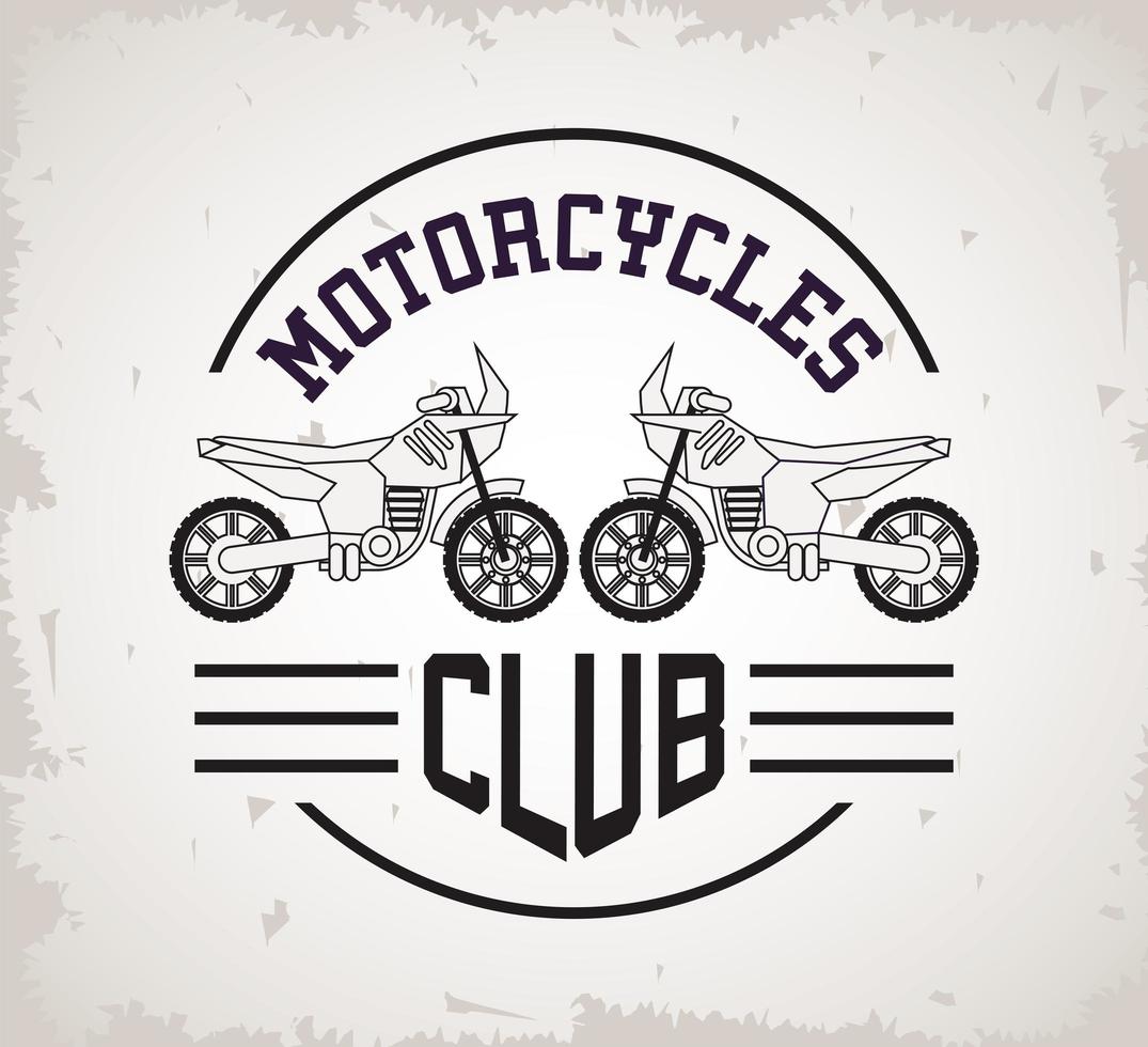 motos de calle, motocicletas, vehículos de estilo, con, letras, club, sello vector