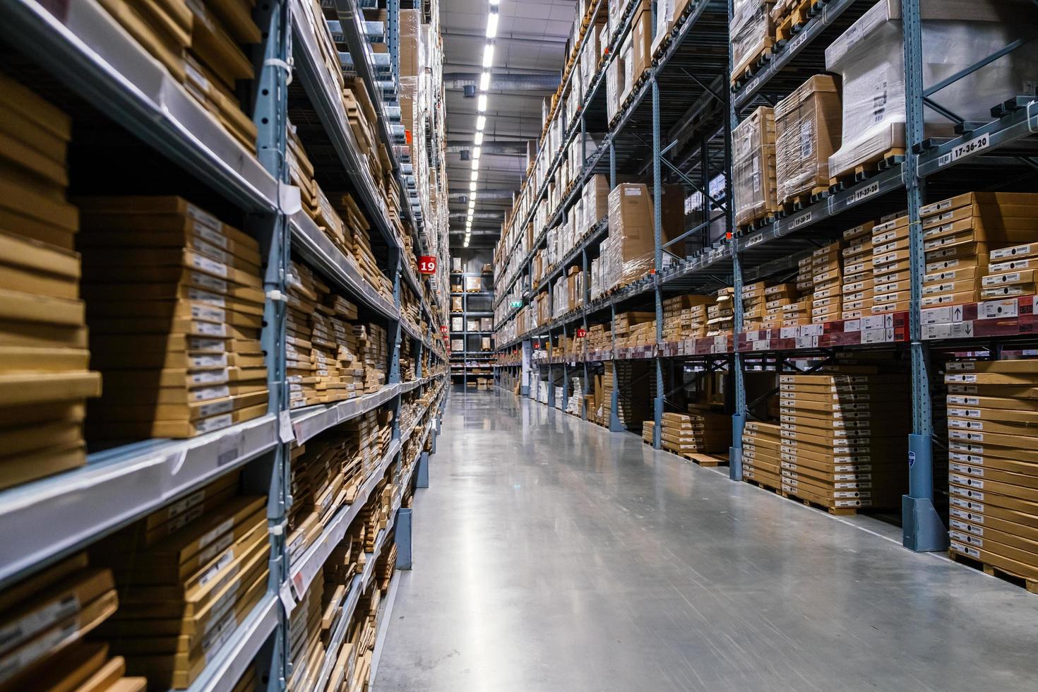 Warehouse aisle in an IKEA store photo