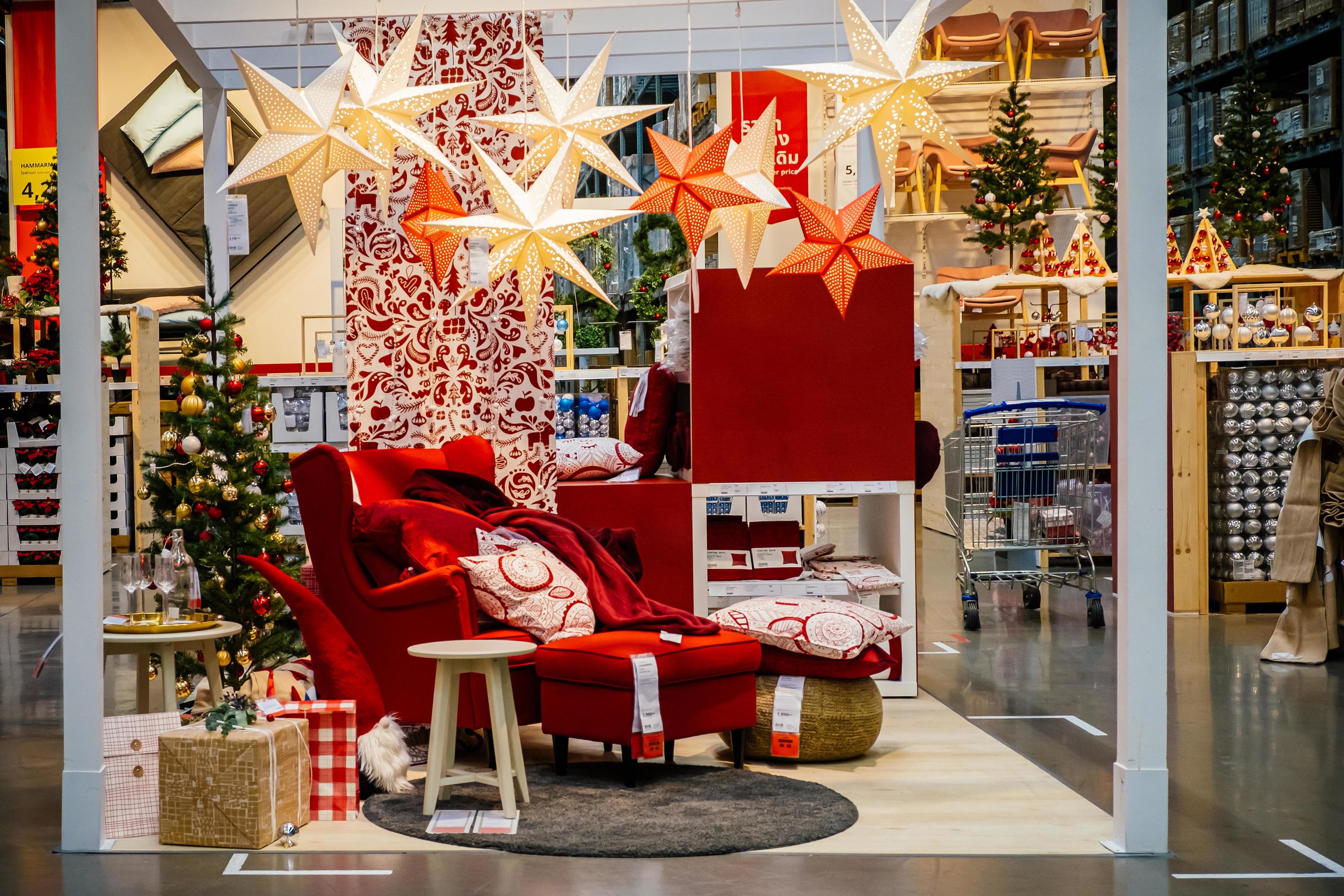 Display furniture Christmas theme in an IKEA store 2463740 Stock Photo