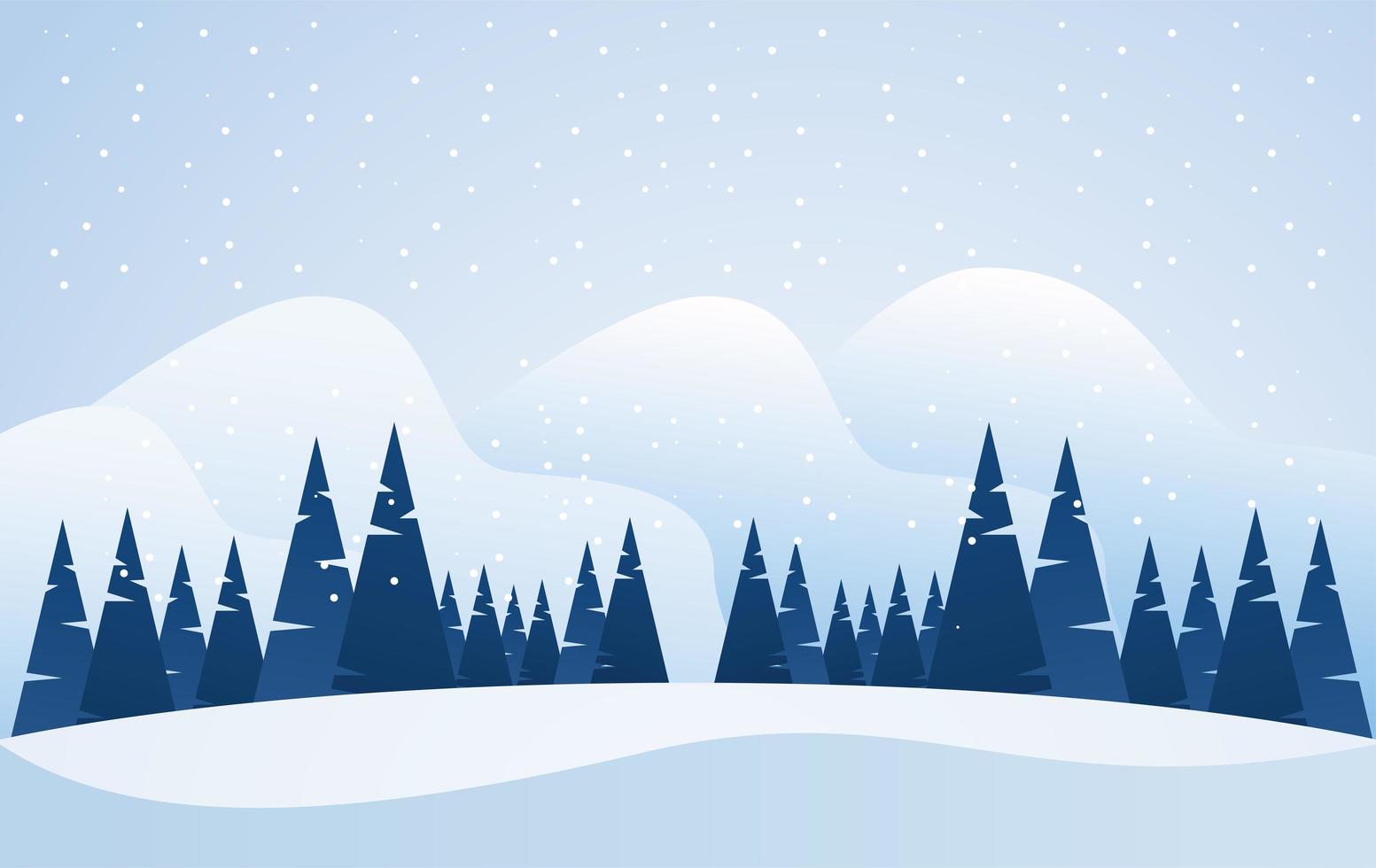 beauty blue winter landscape with pines scene vector