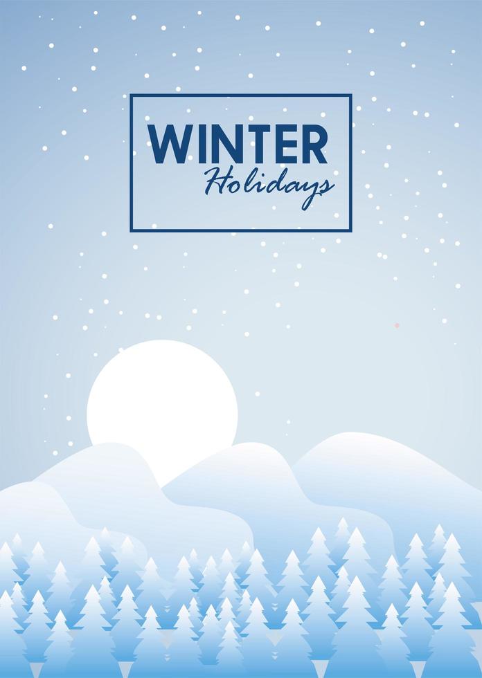beauty blue winter landscape snow storm and forest scene vector