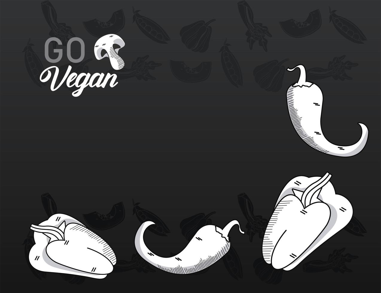 group of vegetables with lettering in black background vector