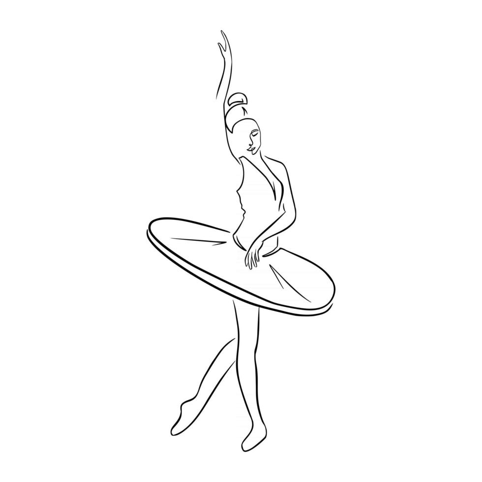 bailarina de ballet dibujada a mano en tutú y zapatos de punta vector