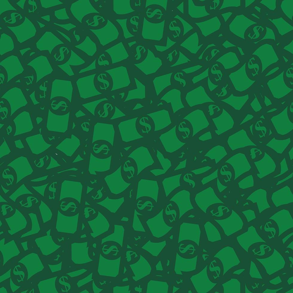 Money seamless pattern Green dollar bills vector