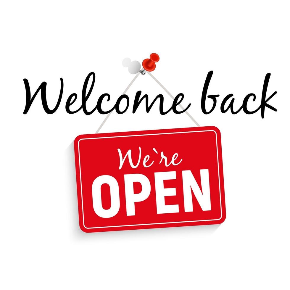 Welcome Back We Are Open Sign vector