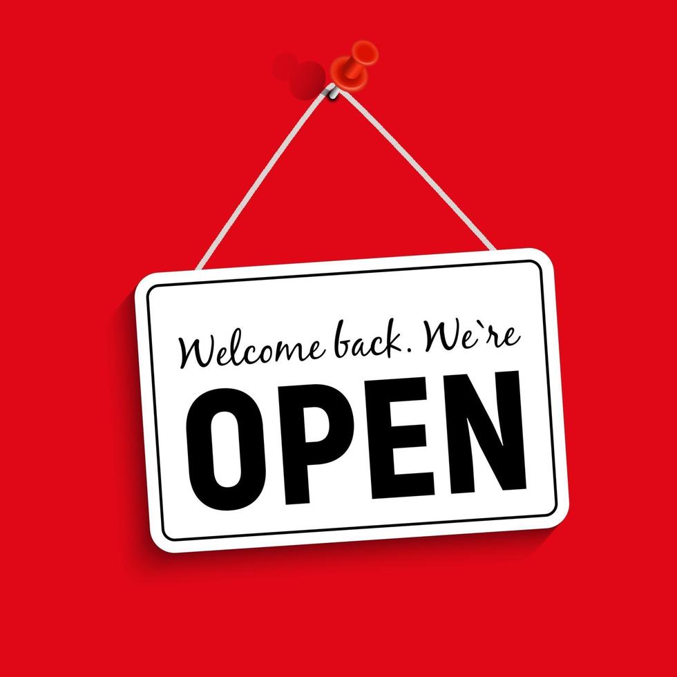 Welcome Back We Are Open Sign vector