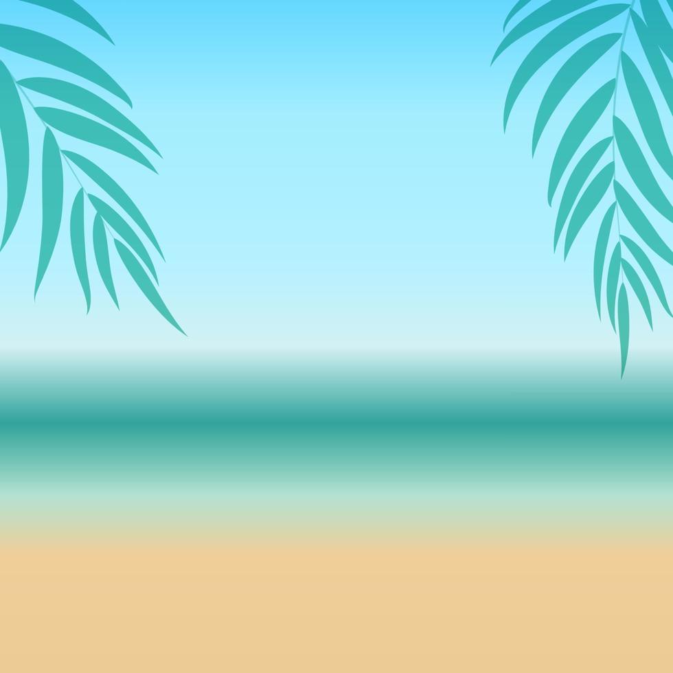 Fondo de verano abstracto con hojas de palmera playa y mar vector