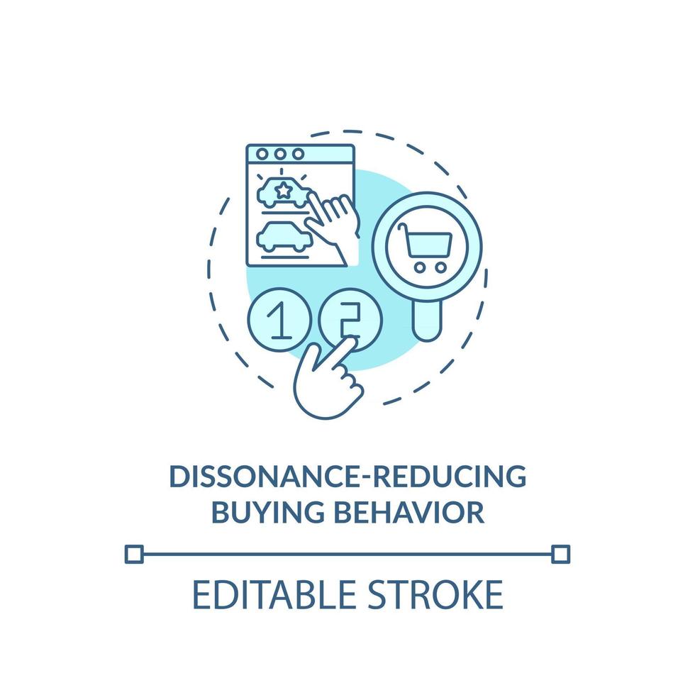 Dissonance reducing buying behavior concept icon vector