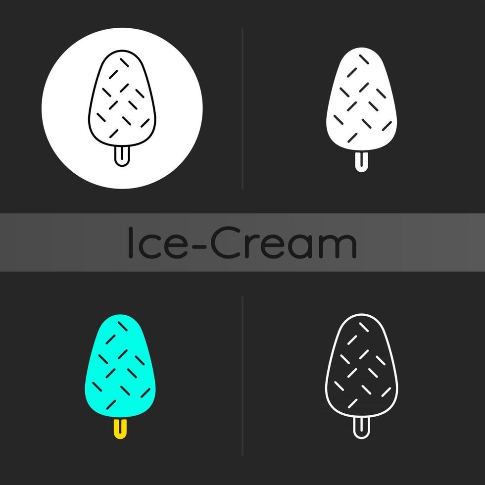 helado de vainilla con asperja icono de tema oscuro vector