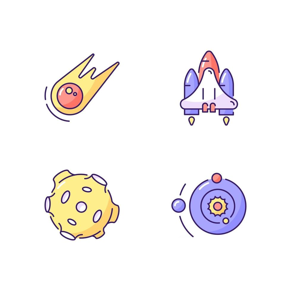 Astronautic RGB color icons set vector