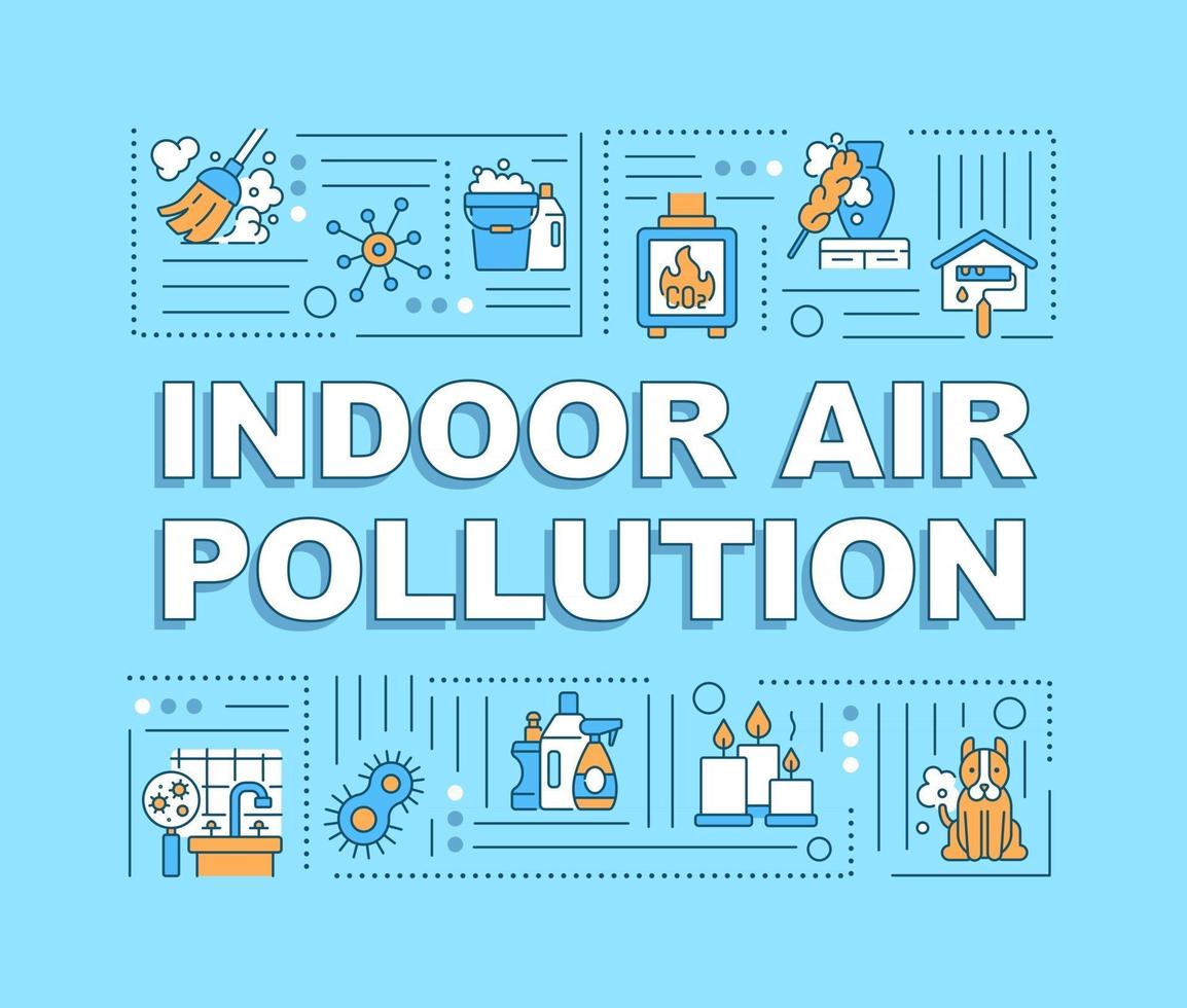 banner de conceptos de palabra de contaminación del aire interior vector
