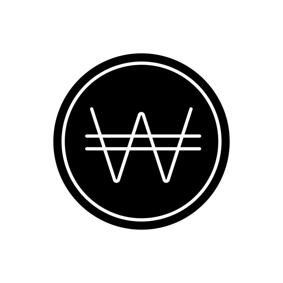 Korean won black glyph icon vector