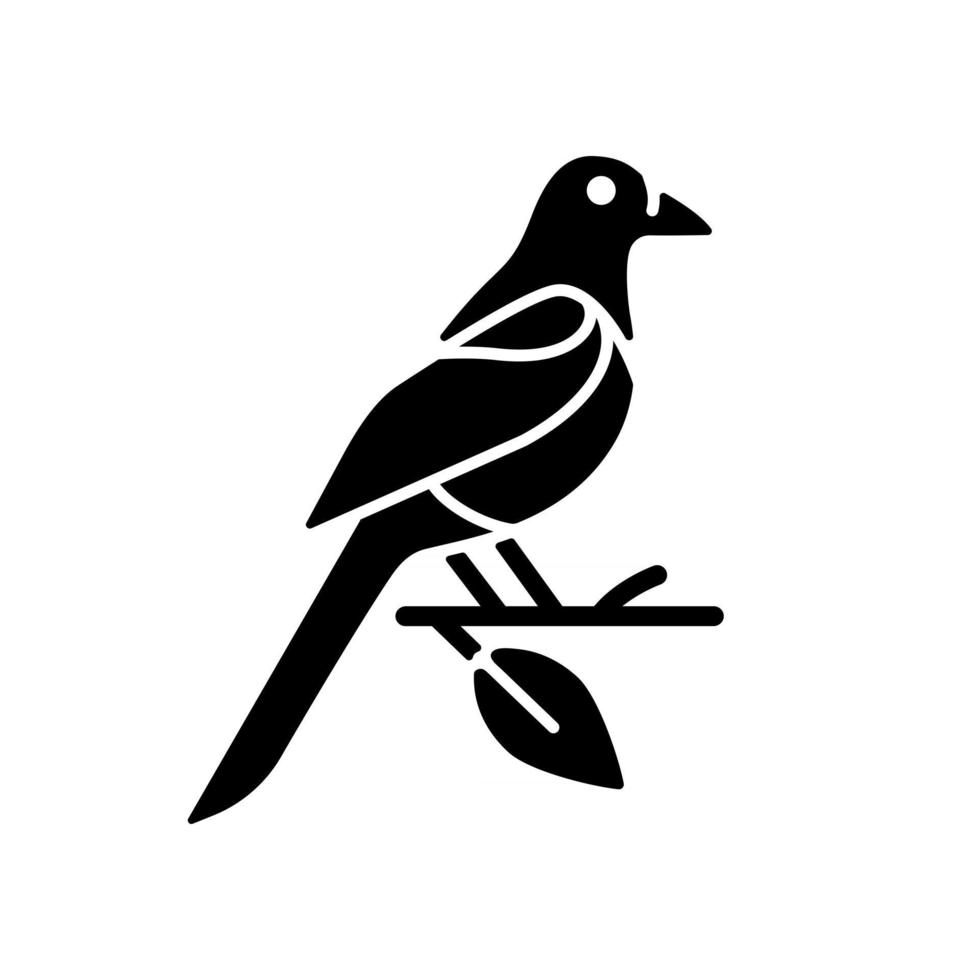 Oriental magpie black glyph icon vector