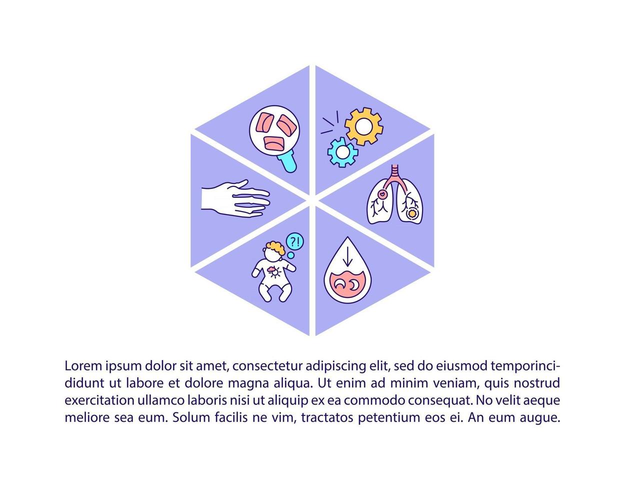 Genetic diseases concept line icons with text vector