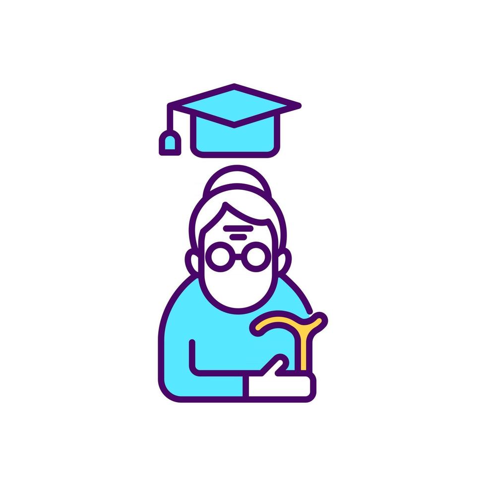 Education for senior people RGB color icon vector