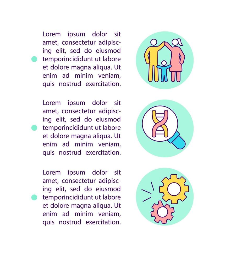 Family history of genetic conditions concept line icons with text vector