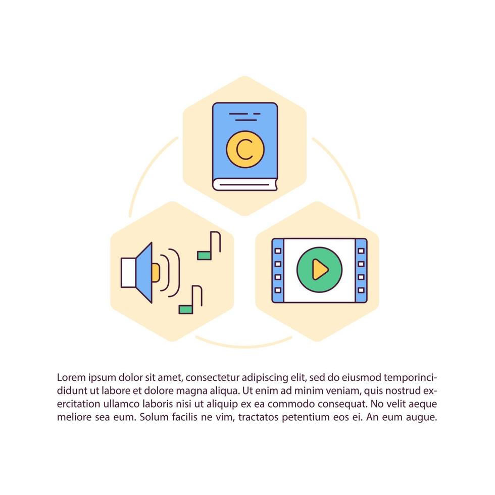 Copyright law concept line icons with text vector
