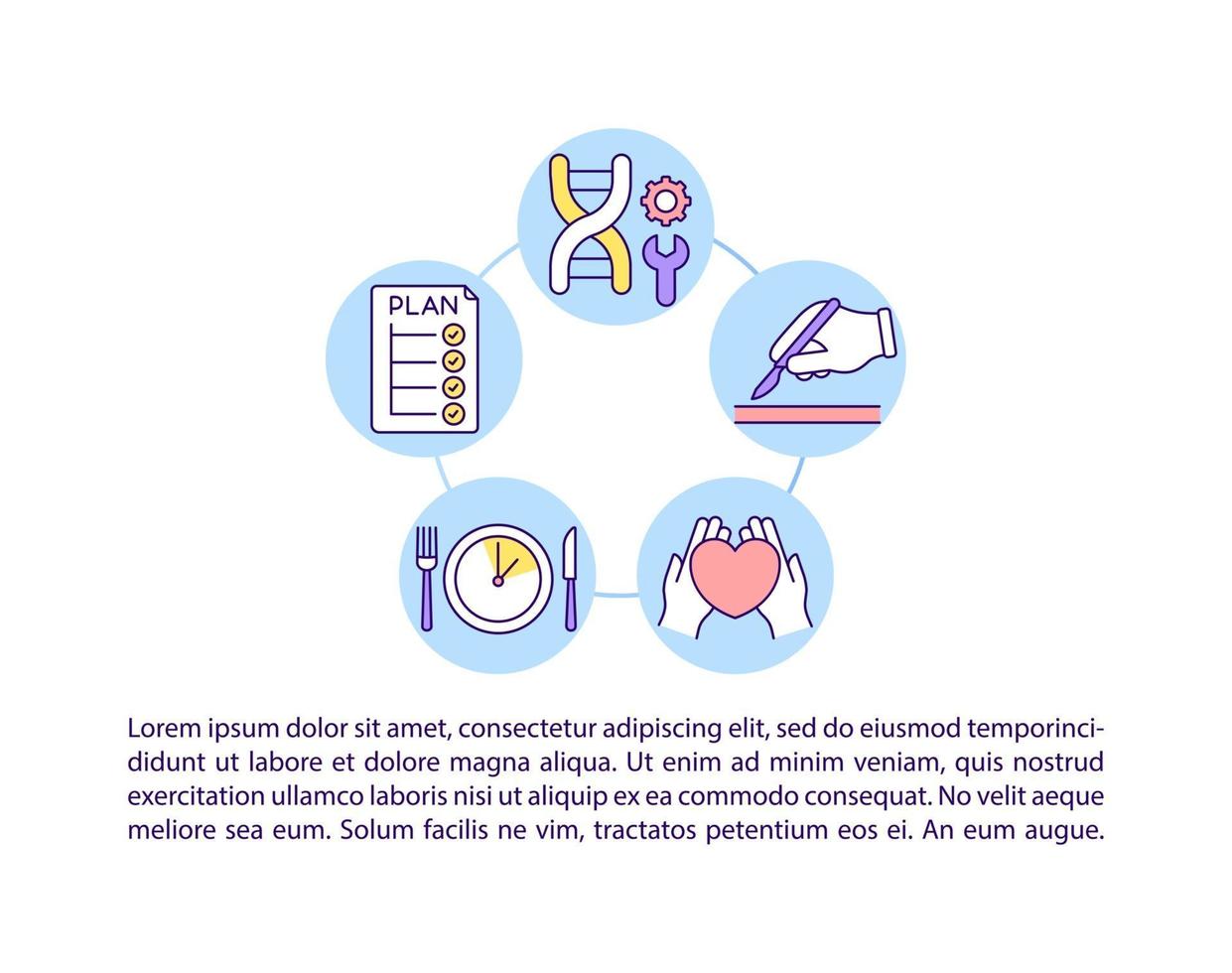 Treatment concept line icons with text vector