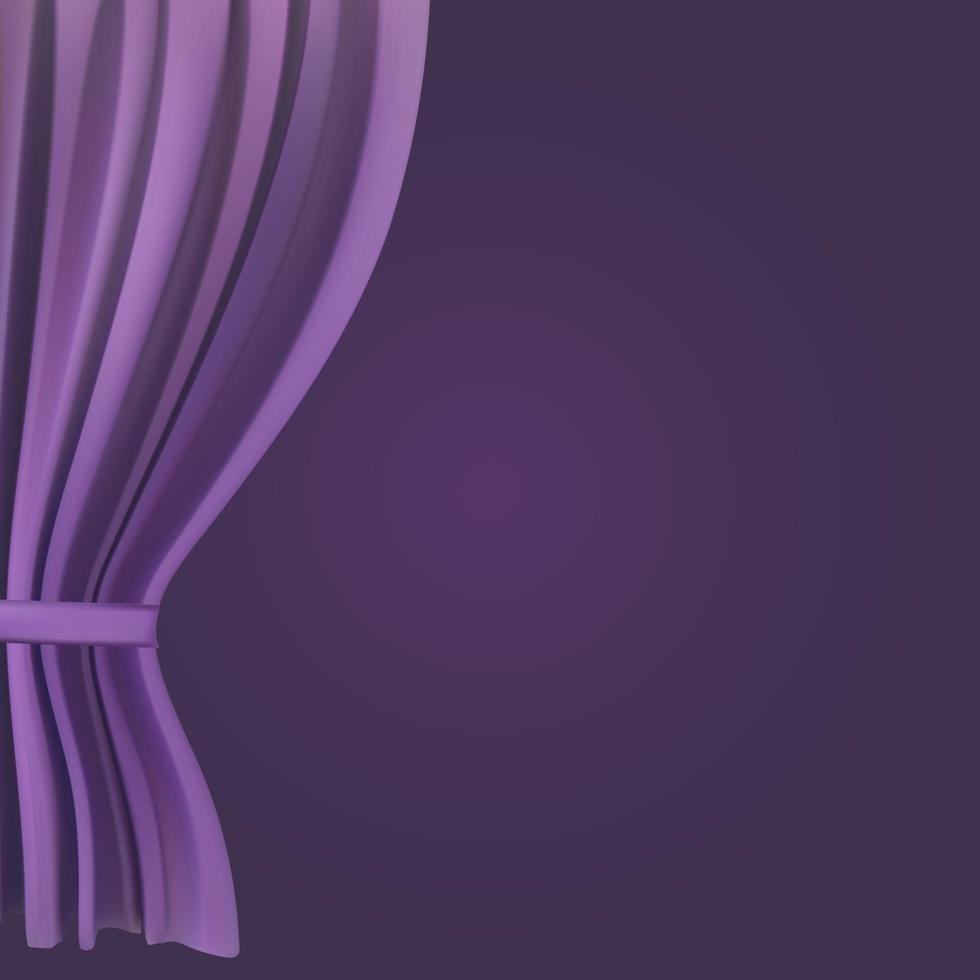 Realistic colorful purple velvet curtain folded vector
