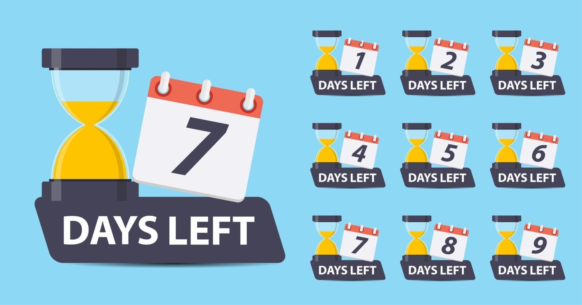 Offer sale business sign with Days left collection set vector
