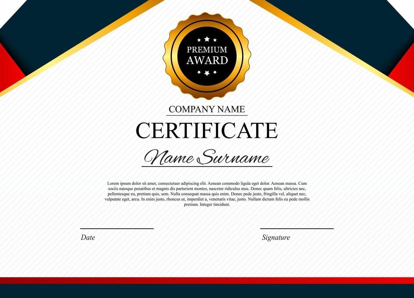 Certificate template Background Award diploma design blank vector