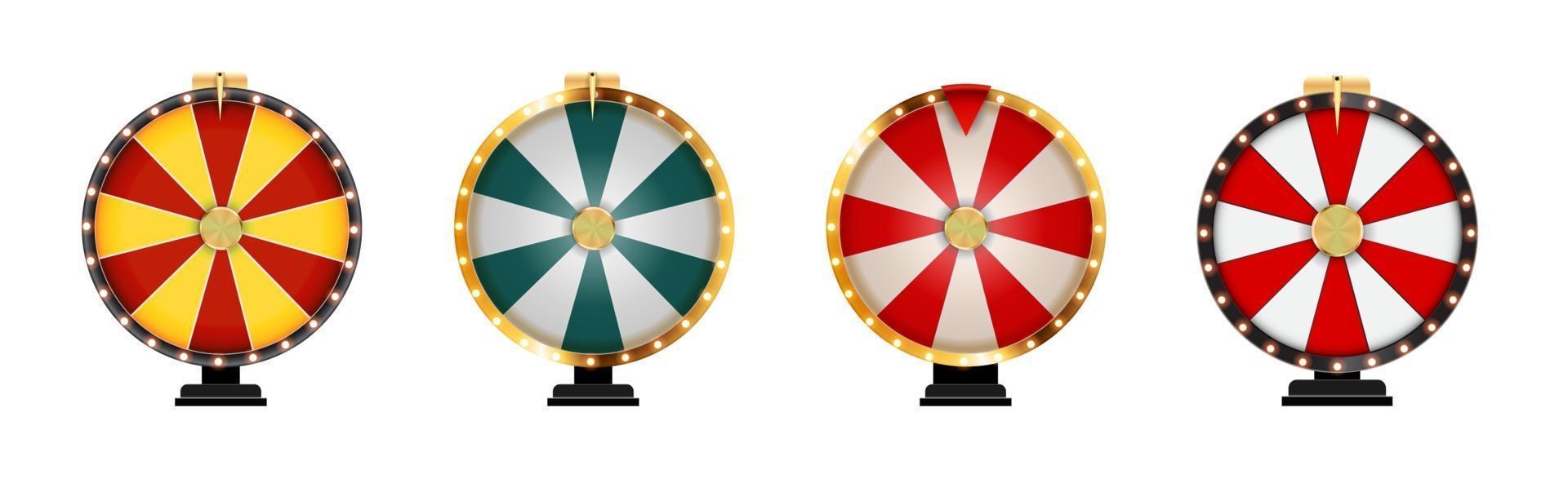 Wheel of Fortune Lucky Icon Template isolated on white collection set vector